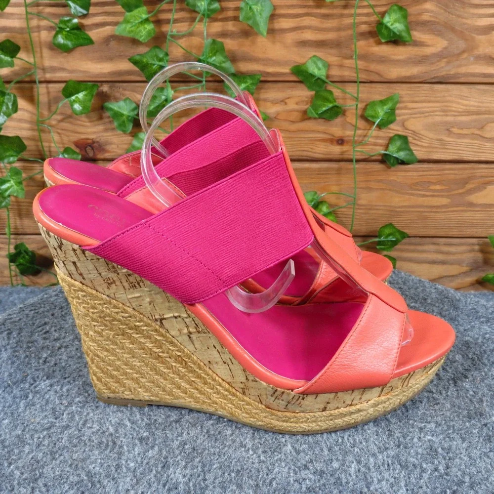 Charles by Charles David Womens Wedge Sandals Size 10M Summer Coral Pink Cork